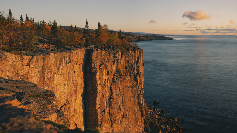 Cliffs at sunset along Lake Superior in Minnesota