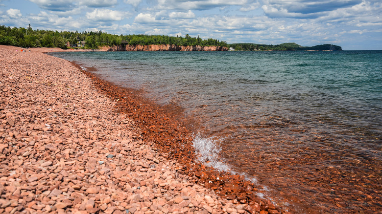 Pink pebble beach in Minnesota