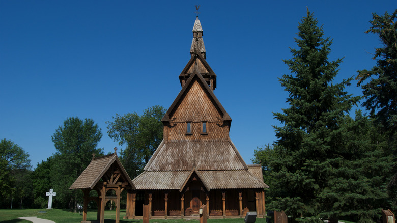 Hopperstad Stave Church replica in Moorhead