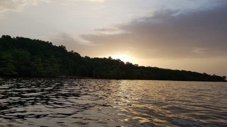 Sun setting over Sardis Lake, Mississippi