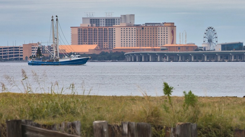 Ship sailing through Bay of Biloxi