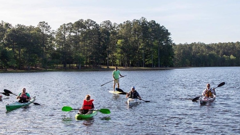 People kayaking at Maynor Creek Water Park
