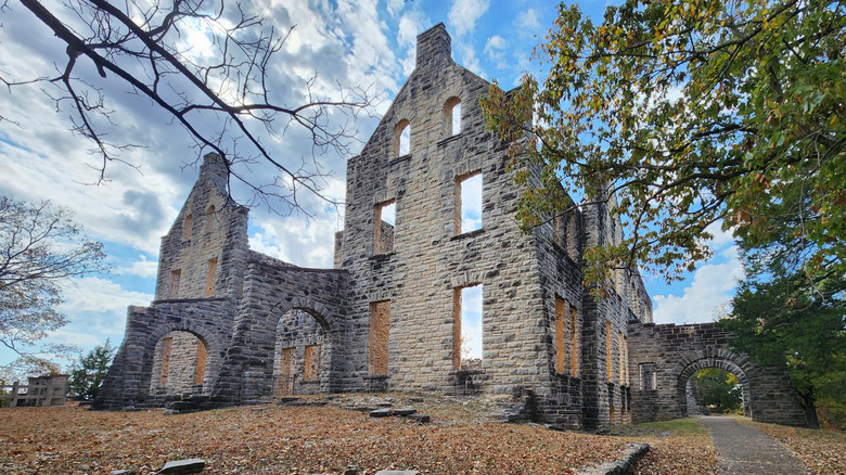 Ground view of the Ha Ha Tonka castle ruins