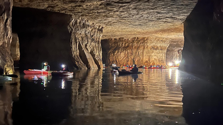 Kayakers in Crystal City Underground in Crystal City, Missouri