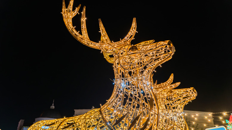 Reindeer made of Christmas lights.