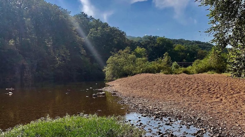 View of creek and forest at Sam A. Baker State Park in Missouri