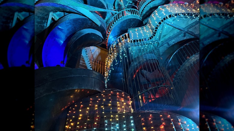Spiral slide art installation in City Museum in St. Louis