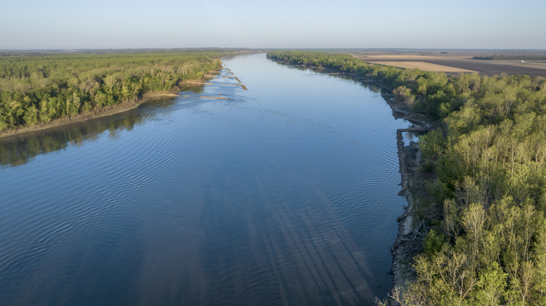Aerial shot of the Missouri River