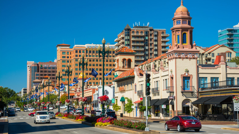 Spanish Revival architecture lining the streets of Country Club Plaza in Kansas City