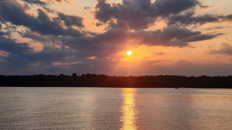 Orange sunset over Smithville Lake