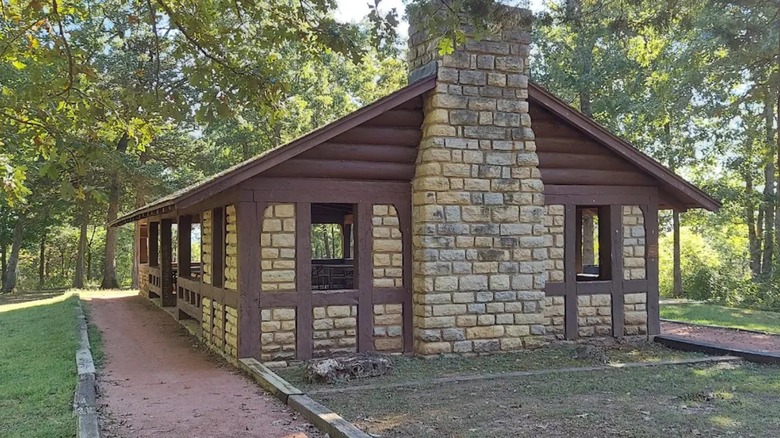 A stone structure in Washington State Park in Missouri