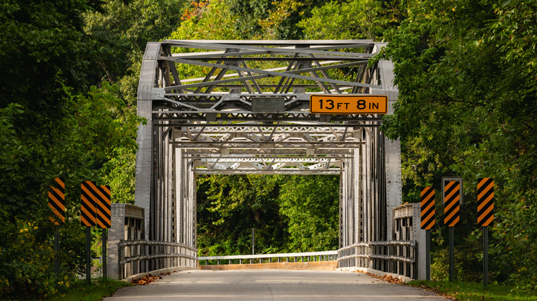 The 1923 steel bridge marking the entrance to Devil's Elbow on historic Route 66