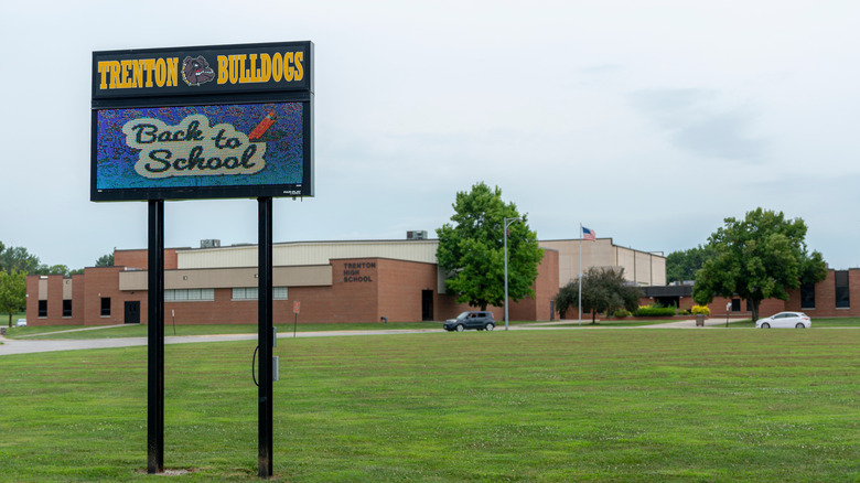 Back to school sign post at Trenton, Missouri