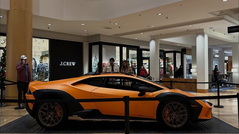 Car on display in the Plaza Frontenac shopping center
