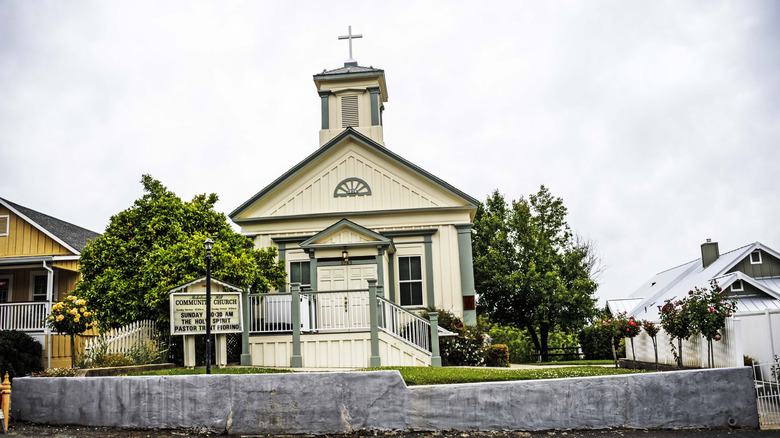 The First Congregational church in downtown Mokelumne Hill, California