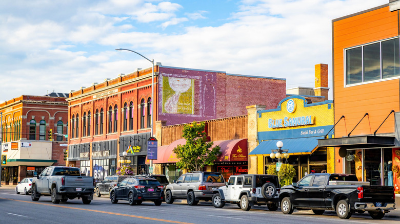 Shops and stores in downtown Kalispell, Montana