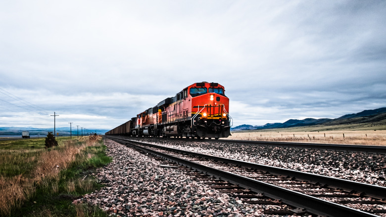 A freight train in Montana