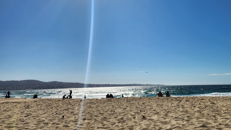Beachgoers at Somers Beach State Park on a sunny day