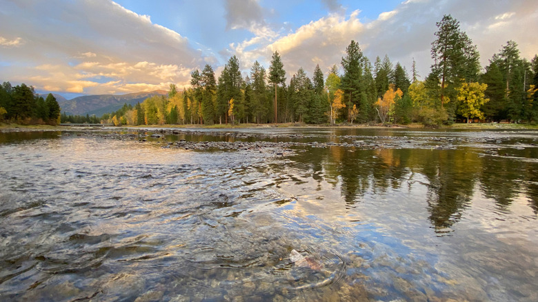Swan River feeding into Flathead Lake near Wayfarers State Park Unit, Montana