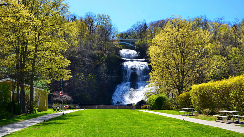 She-Qua-Ga Falls, a 156-foot waterfall that flows into Shequaga Falls Park in Montour Falls, New York