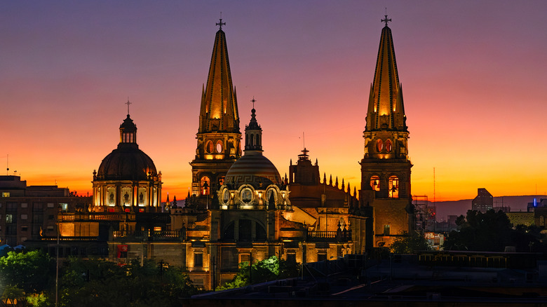 Guadalajara cathedral at twilight