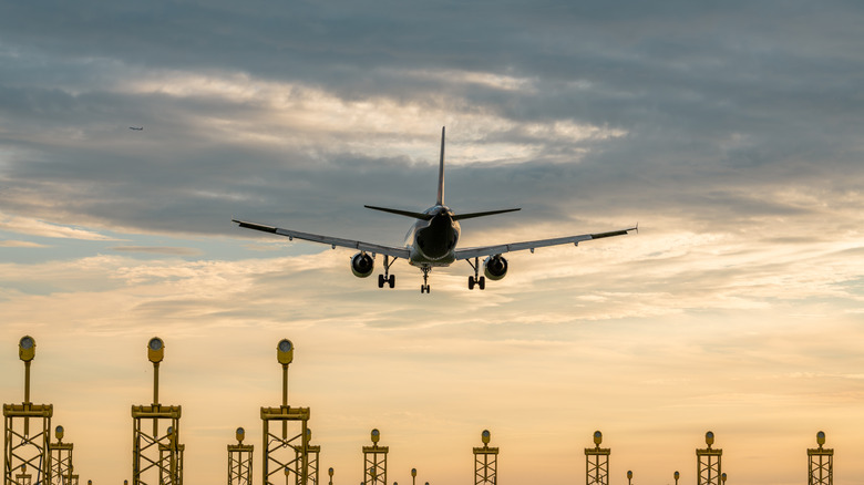 Plane flying over Brussels airport