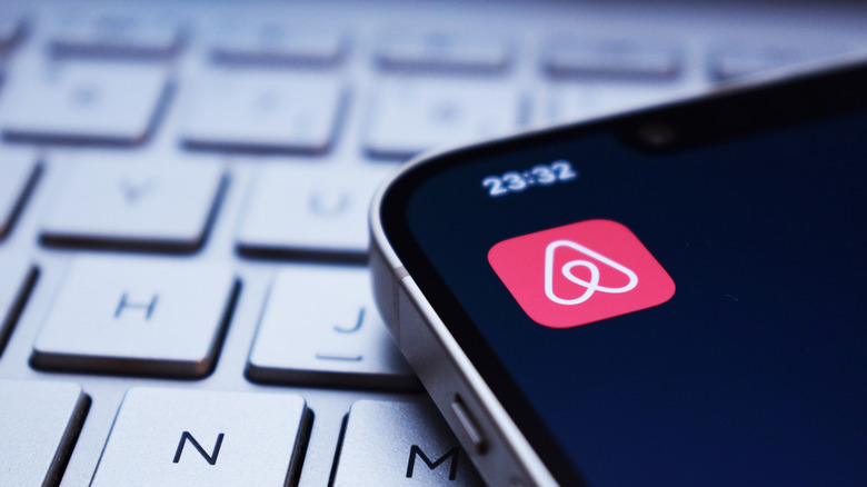 Airbnb logo on a keyboard