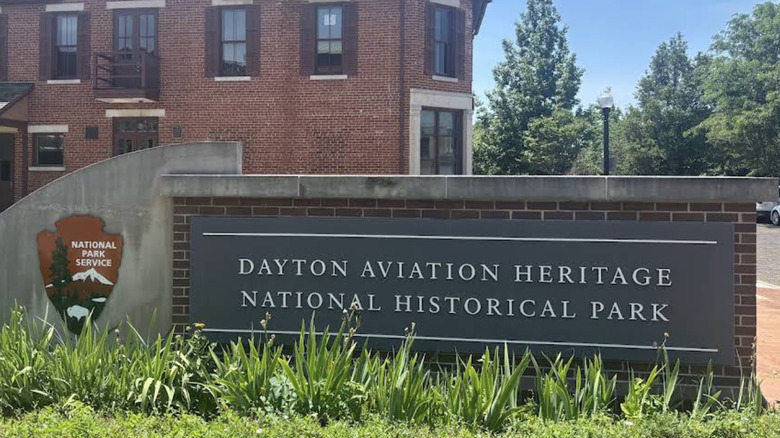 A large sign outside of the Dayton Aviation Heritage National Historical Park