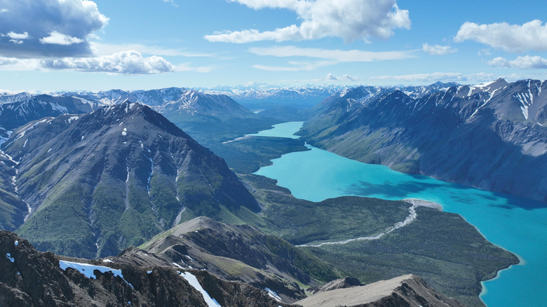 Aerial view of Mount Logan in Kluane National Park in Canada