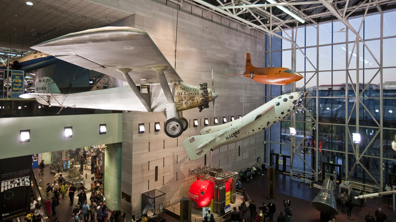 Spirit of St. Louis hanging in the National Air & Space Museum in Washington, D.C.