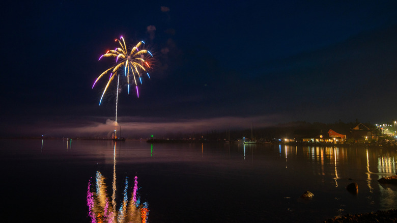 Fireworks over a Lake in Minnesota celebrating Fourth of July