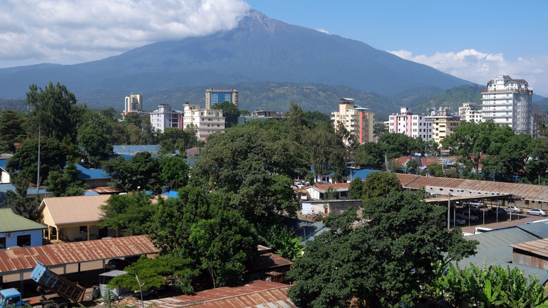 Panorama of Arusha with mountain in background