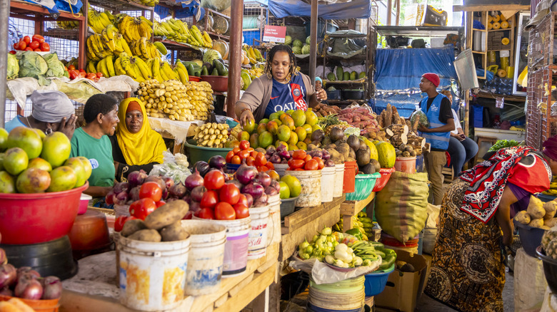 Baskets of fruit at an East African market
