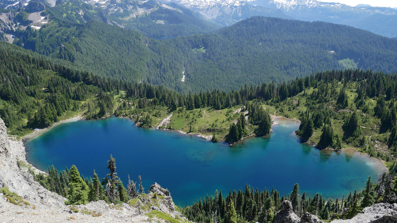 Lake Mowich, with Mount Rainier in the background