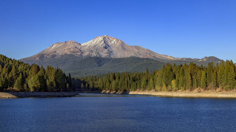 Lake Siskiyou with Mount Shasta over it in the background