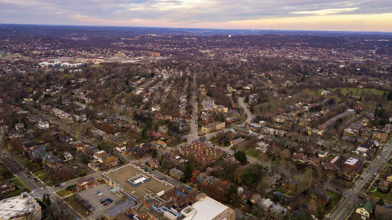 An aerial view of Squirrel Hill's residential blocks