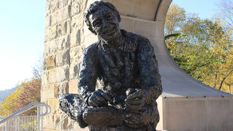 A statue of Fred Rogers stands on the North Shore in Pittsburgh, Pennsylvania.