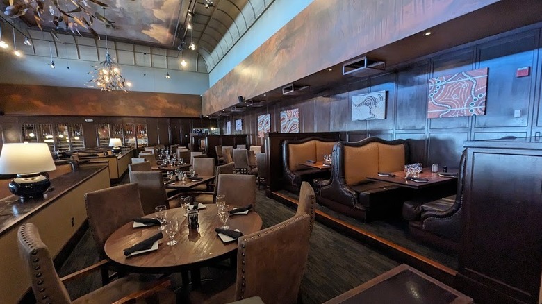 Wood paneled interior of Greg Norman Australian Grille