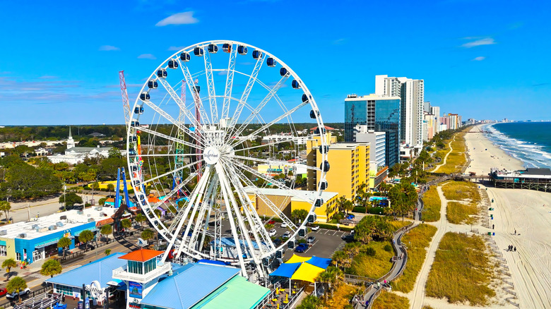 Aerial view of amusements at Myrtle Beach