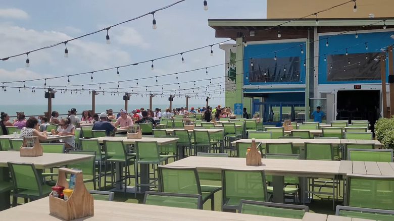 The rooftop bar overlooking the ocean at RipTydz on Myrtle Beach, South Carolina