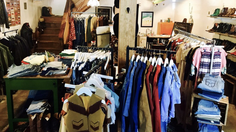 Clothing and boots on display at High Class Hillbilly