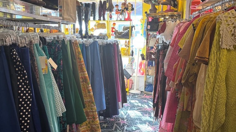 Clothing and accessories on display at Starland Vintage