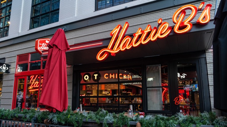 Exterior of Hattie B's hot chicken restaurant building in Nashville