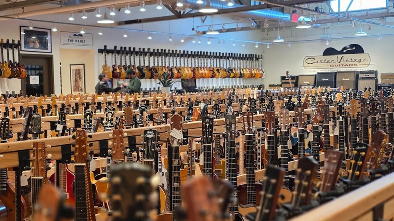 Hundreds of guitars inside Carter Vintage Guitars, Nashville