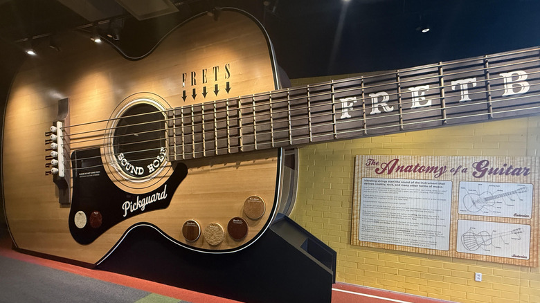 A big guitar displaying "the anatomy of a guitar" in Nashville