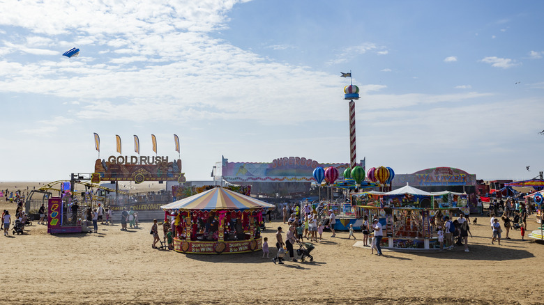 funfair at a kite festival on the beach, Lytham St Annes, Lancashire, United Kingdom