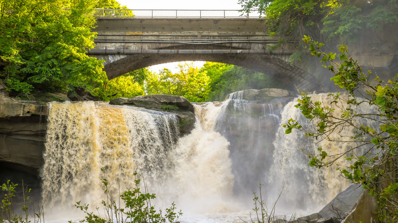 One of the two waterfalls in Cascade Park in Elyria, Ohio