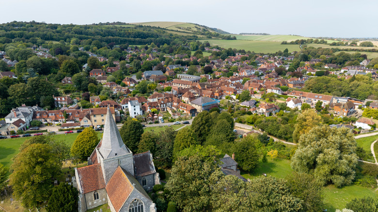 Aerial view of Alfriston, England