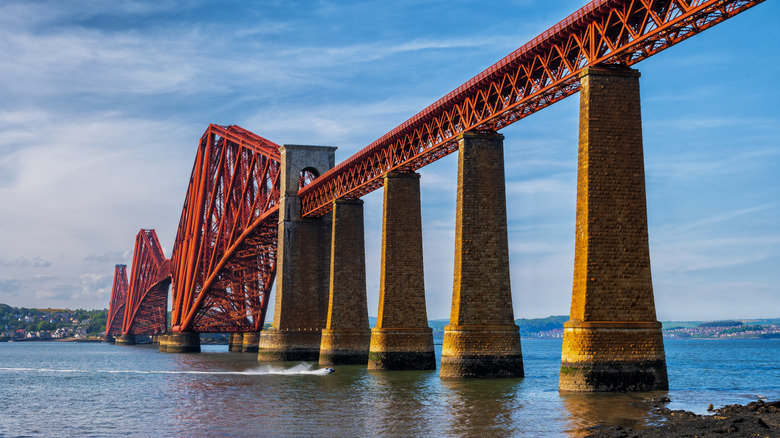 famous forth bridge over Firth estuary in Scotland