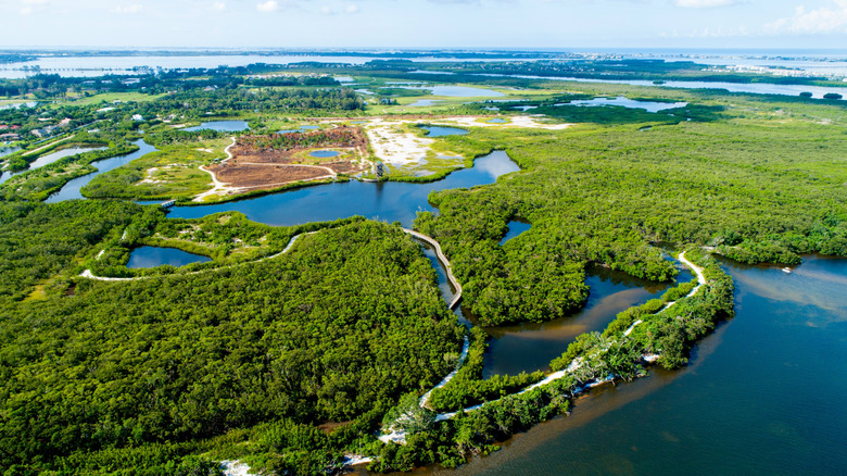An aerial view of Robinson Preserve, Bradenton, Florida